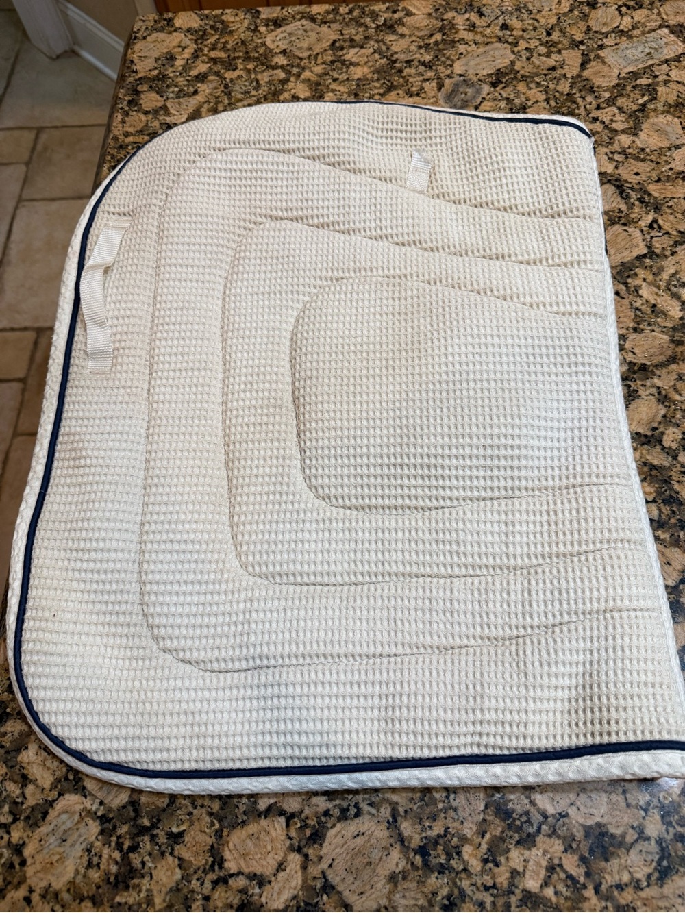 DOVER equestrian English square White Waffle Weave quilted saddle pad Trimmed